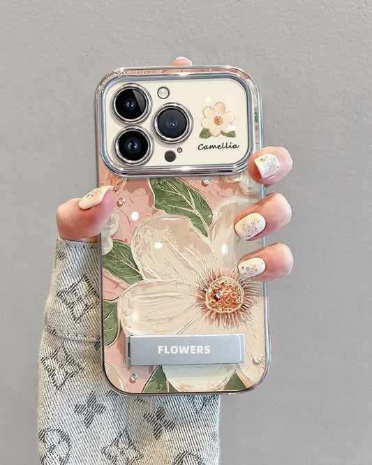 Camellia Floral Oil Painting iPhone Case – Soft Aesthetic Protection