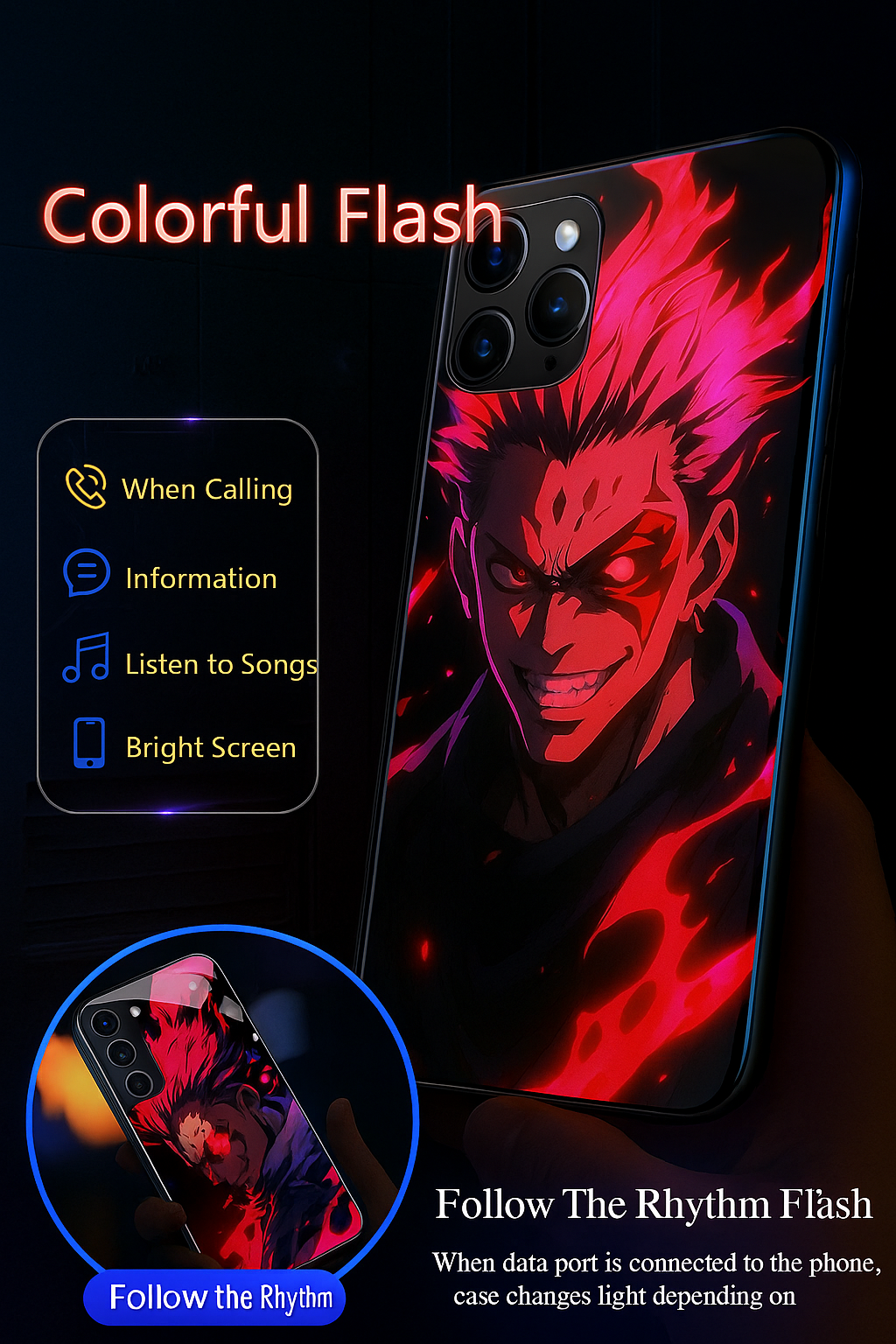 Music Anime LED Light Up,Call & Notification Glow-Jujutsu Kaisen Fans Must-Have! 🔥